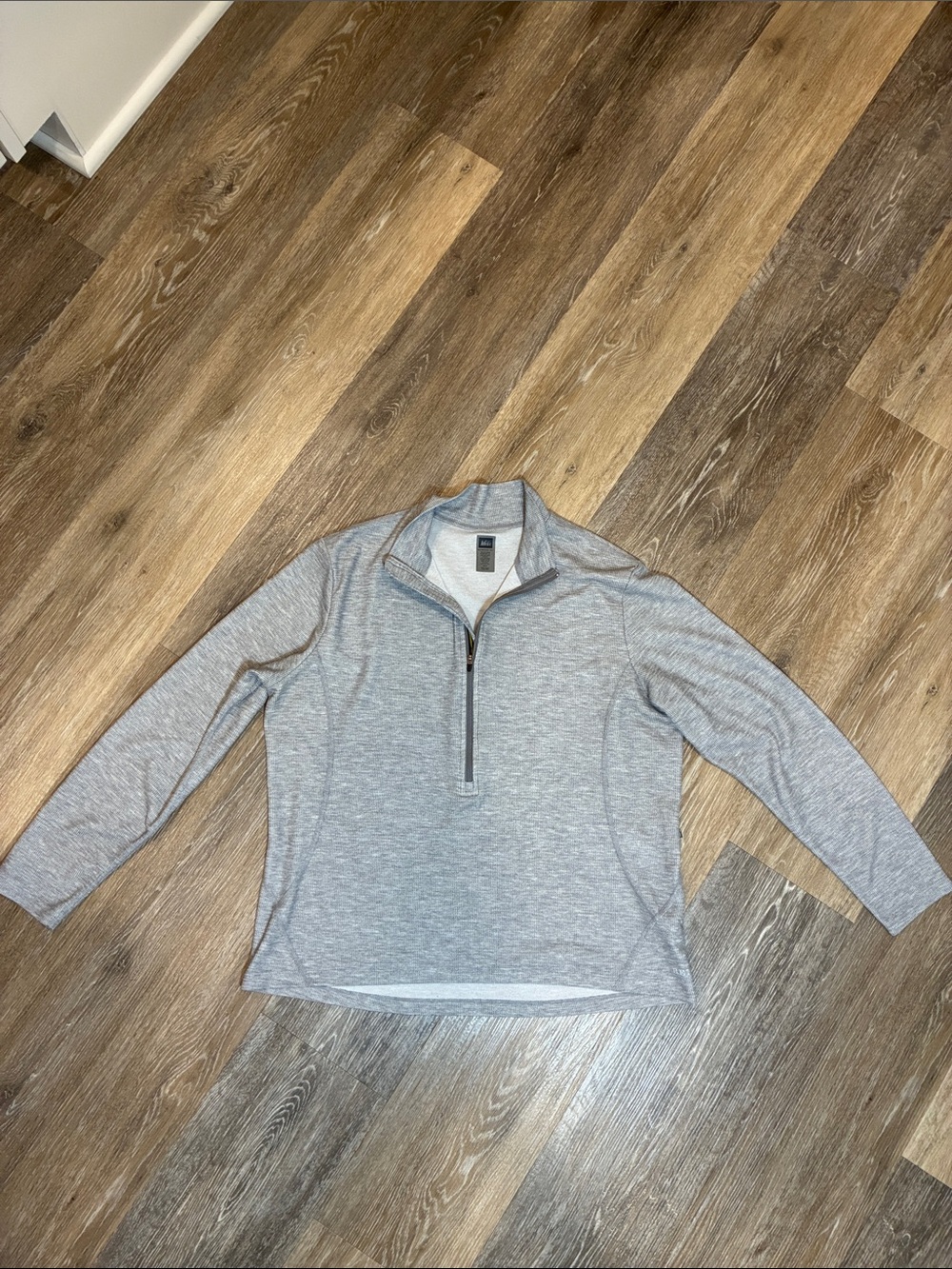 REI Women's Light Heather Gray Half-Zip Long Sleeve Pullover